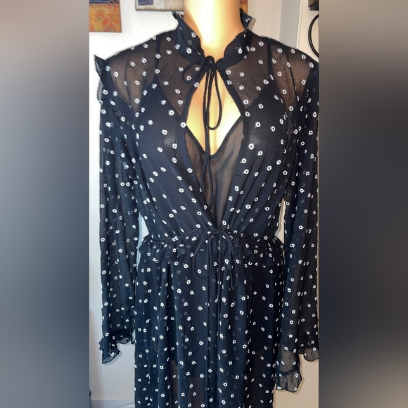 NWT H&M EMBROIDERED DRESS BLACK / DOTTED - Picture 8 of 15